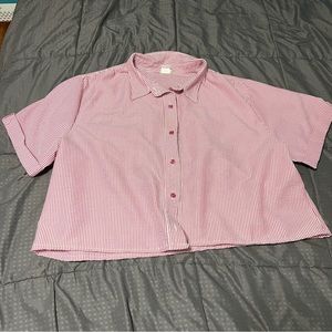 bocabay Polyester button down shirt Pink White Striped Short Hem size xx 2x